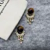 Pendientes de Plata de Ley S925 con Ojo de Tigre, Circonita y Borla, Alta Moda, Lujo Ligero, Joyería Elegante, Pendientes de Estilo Hada Romántica
