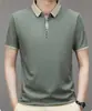 Camiseta Polo Masculina Sem Costura Fina de Manga Curta Masculina 2023 Verão Casual Jovem Manga Meia-manga Masculina Top com Gola