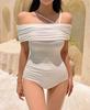 2025 Nuevo Traje de Baño de Una Sola Pieza Pure Desire para Mujer, Color Puro, Delgado, Estilo Resort Costero, Traje de Baño de Alta Gama