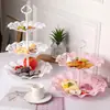 Plato de frutas al por mayor sala de estar creativo hogar simple europeo mesa de café grande tres niveles dulce bocadillo plástico plato de frutas