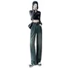 Jeans de Tiro Alto Pierna Recta para Mujer 2024 Primavera Otoño e Invierno Nuevo Estilo Caliente Aspecto Delgado Combinan con Todo Pantalones de Pierna Ancha Retro Teñidos