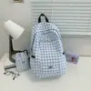 Mochila Xadrez Estilo Coreano Ins para Estudantes Universitárias, Bolsa Escolar para Uso Diário ao Ar Livre, Nova Mochila Verão 2026