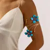 Pulsera de Brazo con Flor de Goteo de Aceite Estilo Metal Transfronterizo Europeo y Americano, Pulsera Personalizada Resistente con Diseño Exagerado, Joyería de Mano de Nicho