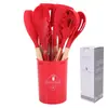 Juego de Utensilios de Cocina de Silicona, Juego de 12 Piezas de Utensilios de Cocina de Silicona Antiadherentes Resistentes al Calor, Libres de BPA, Juego de Cocina para Remover Espátula Volteador Cuchara Pinzas Batidor