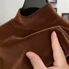 Ropa interior básica de color liso para hombre con cuello alto medio y forro polar, camiseta versátil de manga larga para invierno, ropa interior básica para hombre