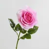 Flor de Rosa Artificial Individual Estilo Europeo Decoración para Sala de Estar Hogar Decoración de Boda Rosa con Borde Enrollado con Textura Realista