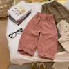 Nuevo Estilo Otoño Unisex Niños Pantalones Casuales de Pana Suaves con la Piel Cómodos Holgados Joggers Pantalones Linterna Niños Pequeños y Medianos