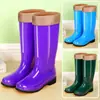Botas de lluvia de caña alta con forro polar para mujer, zapatos de agua elegantes, botas de lluvia, botas de agua, cálidas, impermeables, cubrebotas antideslizantes para cocina, zapatos de goma, adulto