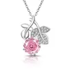 Tiktok Live Venta Caliente Piedra Preciosa Colorida Diamante de Alto Carbono Corte Rosa Milenio Collar para Mujer Moda Transfronteriza Europea y Americana Colgante de Diamante Completo