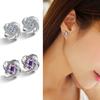 Pendientes de trébol de cuatro hojas con diamantes de tendencia de moda, pendientes de circonita y amatista con temperamento coreano, fabricantes de pendientes para mujer al por mayor