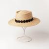 Sombrero de Paja Baocao de Copa Plana con Decoración de Cinturón de Encaje Redondo Nuevo de Primavera y Verano Europeo y Americano Sombrero de Paja para Sombrilla al Aire Libre
