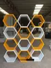 Vitrina de Panal Combinación Irregular Soporte Creativo para Exhibición de Bolsas de Zapatos Colocación Madera Pintura para Hornear Estante de Almacenamiento Hexagonal