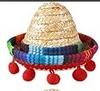 Sombrero para Botella de Vino Pequeño Sombrero de Paja Mexicano Mini Sombrero para Mascota Sombrero de Paja Accesorios para Muñecas Set de Sombrero Bufanda para Botella de Vino