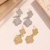 Aretes de Flor de Cuatro Hojas de Diamantes Completos de Lujo Ligero Micro-Incrustados de Zircón Aretes de Tres Flores de la Suerte Joyería de Oreja Versátil a la Moda Elegante para Mujeres