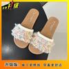 Zapatillas Planas de Tacón Alto Estilo Pequeña Fragancia Súper Populares 2025 Nuevo Estilo Francés con Falda, Hermosas Sandalias para Mujer para Usar Afuera en Verano