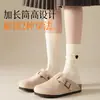Calcetines de lana para mujer para otoño e invierno con bordado de corazón, calcetines cálidos de media pantorrilla, calcetines holgados adelgazantes estilo japonés, calcetines largos