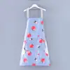 Delantal de cocina antiadherente con estampado de flores frescas para colgar en el cuello, delantal con logo para mujer, delantal sin mangas de primavera y otoño, aprobación directa de fábrica