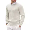 2026 Novo Suéter de Malha Gola Redonda Masculino Outono e Inverno Comércio Exterior Transfronteiriço Slim Fit Manga Longa Padrão Torcido Cor Sólida Suéter Simples