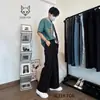 Pantalones casuales negros versátiles de pierna recta, corte holgado, para hombre, estilo americano, otoño e invierno, forrados de polar, cálidos, modernos, con buena caída, pantalones de traje