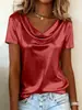 2026 nueva camiseta de mujer de verano de color liso con cuello de volantes y manga corta metálica, sitio web independiente de Amazon transfronterizo europeo y americano