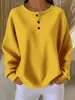Nueva Moda Manga Larga Cuello Redondo Tejido de Gofre Otoño e Invierno 2025 Color Sólido Jersey Corte Holgado