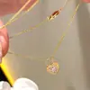 Cadena de Clavícula de Moda con Diamantes Brillantes y Diseño de Corazón Cepillado para Mujer, Popular en Xiaohongshu y Douyin, Estilo Ins, Lujo Ligero, Gama Alta, Estilo Dulce