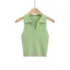 Camiseta Chaleco Polo de Punto sin Mangas para Mujer, Verano, Nuevo, Chic, Temperamento, Corto, Adelgazante, Capa Interior, Base