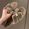 Chinelos de Pelúcia Pretos Foscos de Alta Qualidade, Versáteis e na Moda, para Mulheres, Novidade de Início de Outono, Chinelos de Algodão Versáteis com Tira Única