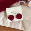 Pendientes Geométricos Irregulares Flockados Rojos para Mujer con Agujas de Plata, Estilo Hong Kong, Simples, Versátiles, de Moda y Elegantes Pendientes de Otoño e Invierno