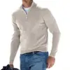 Amazon venta al por mayor transfronteriza otoño e invierno suéter para hombre suéter talla europea moda color liso suéter de media cremallera polo