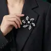 Broche de Flor de Vidrio Negro Personalizado y Creativo, Elegante y Único Estilo Fresco para Chaqueta de Traje, Accesorios para Abrigo Corsage