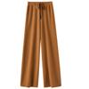 Invierno Lana Completa 100 Lana Pura Pantalones de Pierna Ancha para Mujer Cintura Media Dape Adelgazantes Casuales Rectos Cachemira Pantalones Tejidos