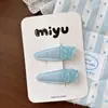 Novo clipe BB azul doce sal marinho versátil transparente em formato de coração para franja de crianças, acessório de cabelo com laço lateral para meninas