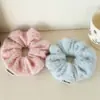 Scrunchie de Pelúcia Tricotado Azul Suave Estilo Coreano para Mulheres, Acessório de Cabelo Extra Grande, Elástico de Cabelo para Outono e Inverno, Estilo Fresco e Simples