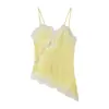 Ropa Europea y Americana Transfronteriza para Mujer, Nueva Moda de Verano, Top Camisola Sexy Estilo Lencería con Decoración de Encaje