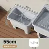 Fregadero de lavandería de piedra de cuarzo para balcón exterior con tabla de lavar integrada, diseño todo en uno para lavado de manos y lavado en el patio