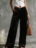 2026 Amazon Transfronterizo Wish Sitio Independiente Ropa para Mujer: Pantalones Casuales de Terciopelo Sueltos de Color Sólido de Cintura Alta con Bolsillos de Pierna Recta