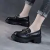 Mocasines para Mujer Estilo Británico Primavera Otoño Nuevos Piel Suave Suela Gruesa Ligeros Aumentan la Altura Zapatos para Mujer Suela Suave Marrón Retro Zapatos de Vestir