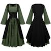 Vestido longo de renda com gola quadrada e manga bufante para mulheres europeias e americanas, vestido vitoriano