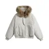 Jaqueta de Algodão Yidao Vintage 2026 Inverno Nova com Capuz e Gola de Pelo Removível para Homens Mulheres Jaqueta Curta Retro Maillard