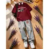 Camiseta de anime de manga corta estilo japonés para hombre, top casual versátil de verano de estilo americano de alta calle, holgado, con conjunto de jeans, moderno