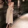 Vestido Longo Feminino de Cinco Peças com Estampa de Caranguejo, Alças Finas e Costas Abertas, Novo Design de Verão, Elegante Vestido de Praia para Férias com Elegância Deslumbrante