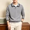 Bestseller transfronterizo: suéter de punto de moda, estilo old-money, bloques de color, con cuello, directo de fábrica, tejido para hombre