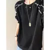 Sudadera Pesada Patchwork con Remaches Blancos para Hombre, Camiseta de Diseño High Street Americano Otoñal, Camiseta Básica de Manga Larga