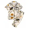 Europa Transfronteriza Comercio Exterior temu202... Pijama de Verano para Mujer con Mangas Cortas y Pantalón Largo Estampado Ropa de Casa Venta Directa de Fábrica Venta al por Mayor