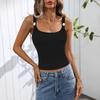 2025 Comercio Exterior de Amazon Sexy Chaleco Slim para Mujer Camisola con Botones de Perla Ropa Exterior Top Interior