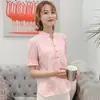Camisa de Verano Nueva para Mujer de Rayas Manga Corta Estilo Coreano Casual Holgada Manga Corta Cuello Pulóver Ropa