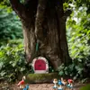 Porta de Elfo de Madeira para Jardim Decoração de Árvore Externa para Pátio Porta de Fada de Conto de Fadas Criativa Enfeites de Mesa para Casa