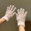 Invierno Nuevo felpa de imitación de pelo de conejo guantes cálidos ins femenina forro polar ciclismo lindo a prueba de frío color sólido estudiante