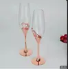Copa de Champán Love de Boda con Base de Acero Inoxidable y Tallo de Diamante de Cristal Copa para Vino Tinto Oro Rosa Venta al por Mayor